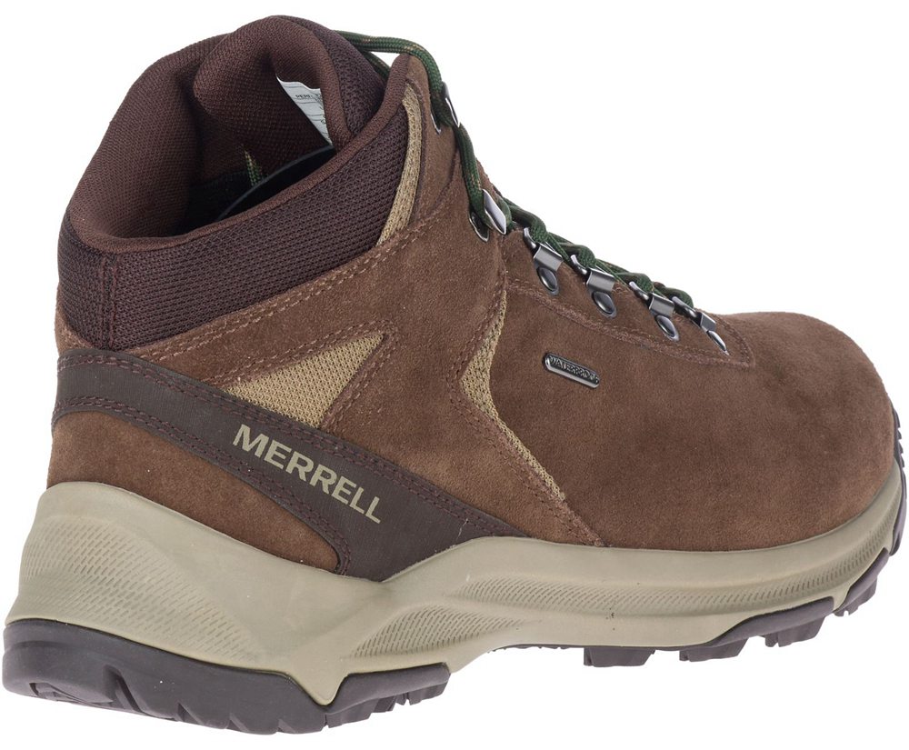 Kozaki Merrell Męskie Brązowe - Erie Mid Waterproof Wide Width - 270584-UEP